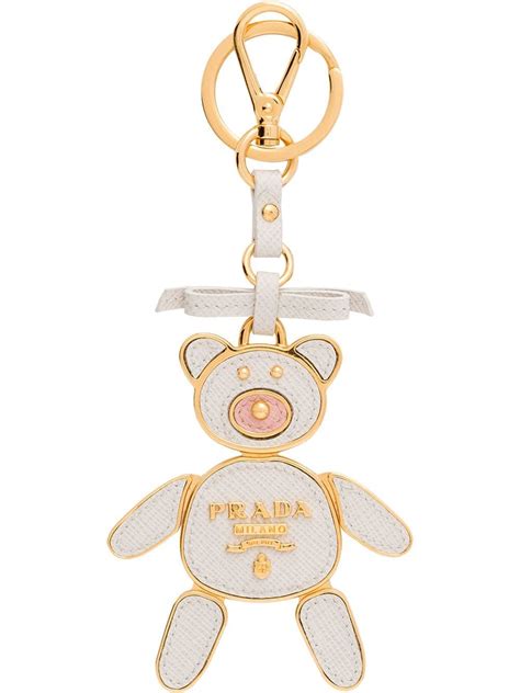 prada bear keychain|prada leather keychain.